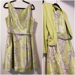 Jessica Howard Green & White Floral Midi Dress wit